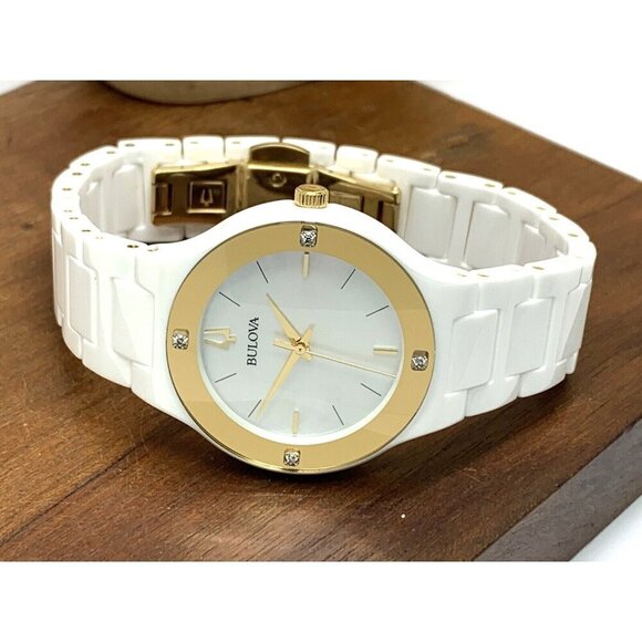 Bulova Women\'s Watch 98R292 Millennia Quartz Gold White Dial Ceramic Dial 35mm main image 6